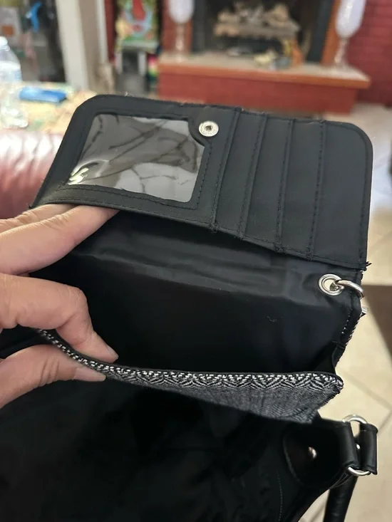 Black and Gray Herringbone Tote Bag - Women's Shoulder Bag - Picture 4 of 5